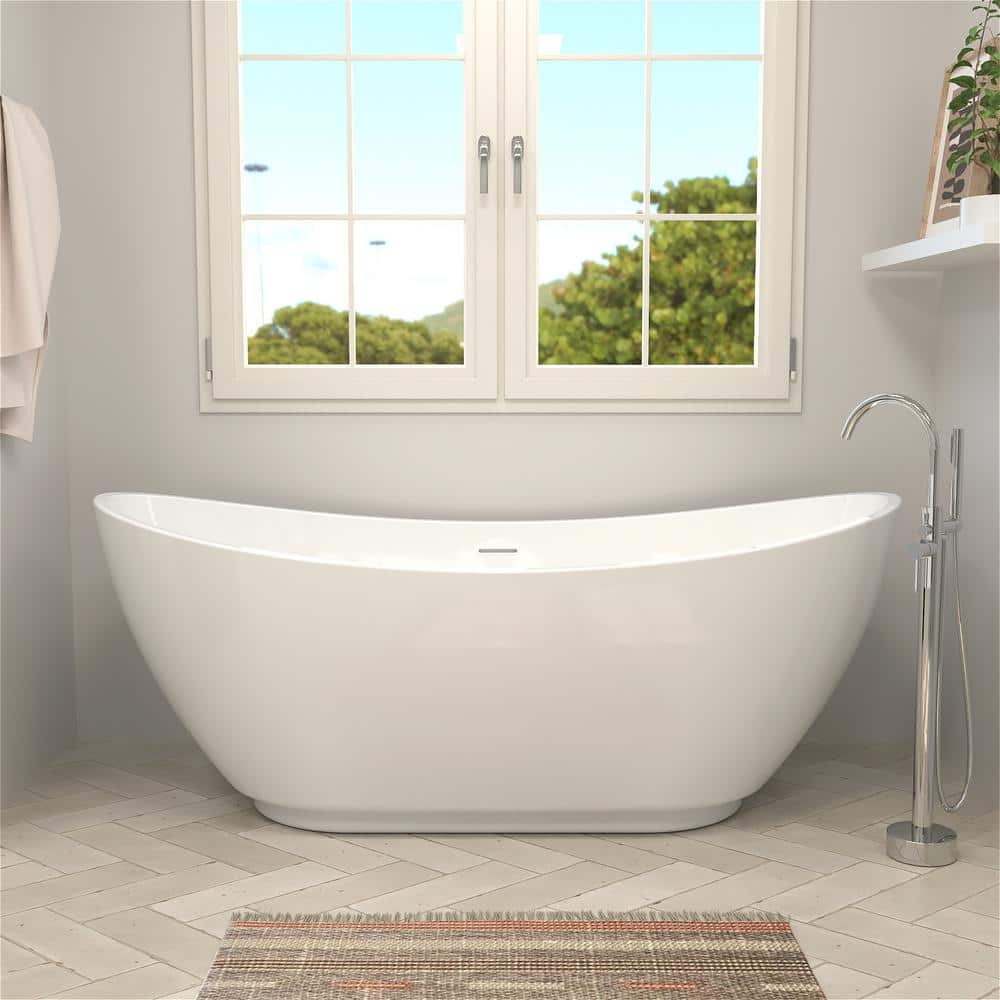 Mokleba Minimalist 62 in. Acrylic Freestanding Bathtub cUPC ...