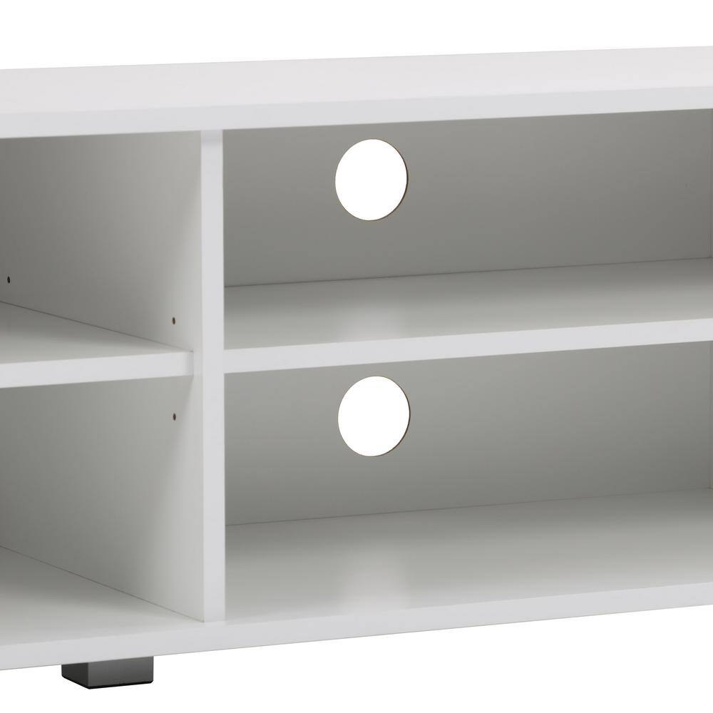 Modern White and Silver 78" TV Stand with Open Shelving