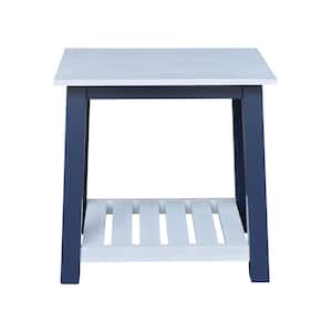 Surrey Blue/Chalk Solid Wood 24 in. H End Table