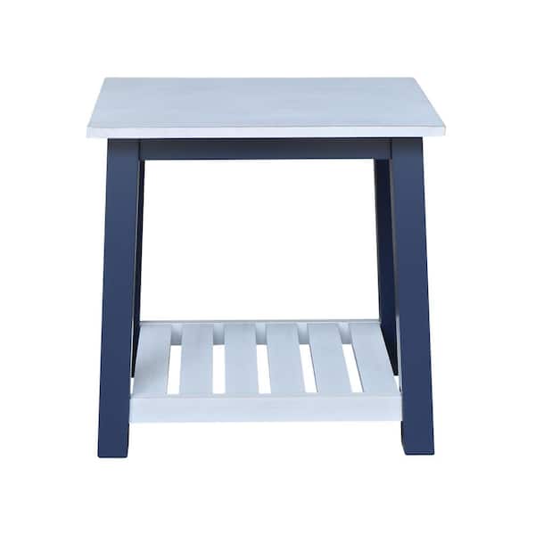 International Concepts Surrey Blue/Chalk Solid Wood 24 in. H End Table