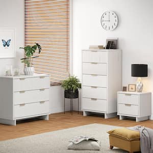 Granville White 2-Drawer 18.11 in. W Nightstand, 5-Drawer 23.62 in. W Chest and 3-Drawer 37.8 in. W Dresser