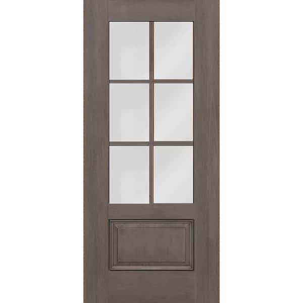 Steves & Sons Regency 36 in. x 80 in. Universal Handing 3/4-6 Lite Clear Glass Ashwood Stain Mahogany Fiberglass Front Door Slab