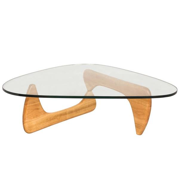 Leisuremod Imperial 51.2 in. Natural Triangle Glass Coffee Table NG52NW ...