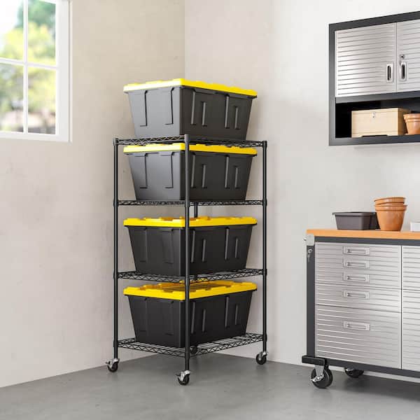 Seville Classics 4-Tier Storage Tote Bin Shelving Rack, 33 in. W x
