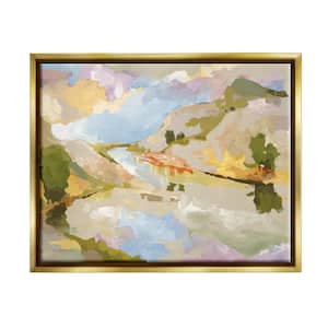 Abstract Mountain Reflection Painting Design By Trevor Copenhaver Floater Framed Abstract Art Print 31 in. x 25 in.