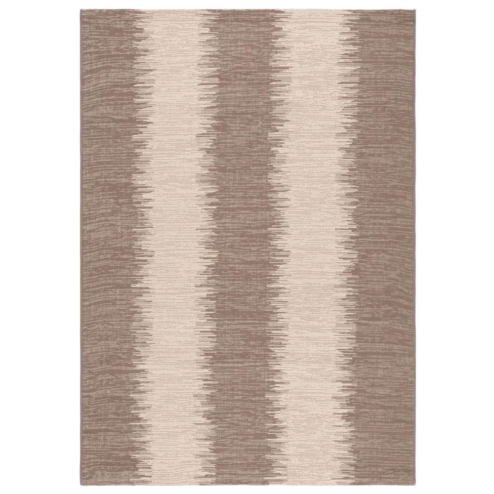 SAFAVIEH Courtyard Beige/Brown 5 ft. x 8 ft. Striped Modern Indoor ...