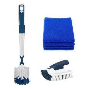 Plastic Flexible Glass and Bottle Brush, Cookware and Bakeware Brush and General Surface Microfiber Cloth