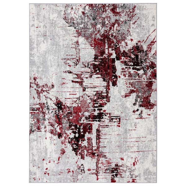 LUXE WEAVERS Cambridge Collection Contemporary Abstract Red 8x10 Polypropylene Area Rug