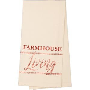 Sawyer Mill Red Farmhouse Living Cotton Muslin Unbleached Kitchen Tea Towel