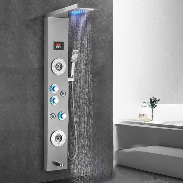 Shower Thermometer, LED Hydrodynamic System Aluminum Shower Temperature  Gauge for Home: : Industrial & Scientific
