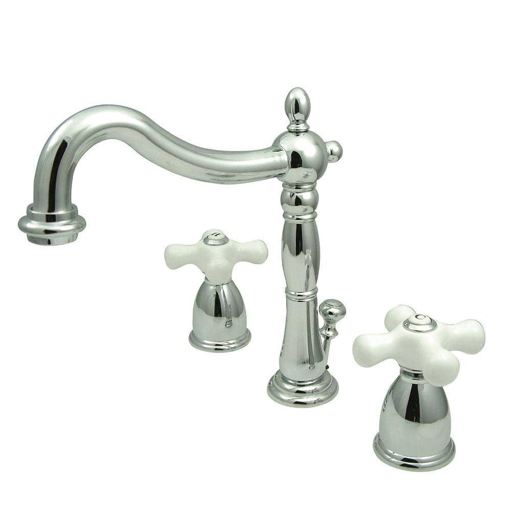 Reviews For Kingston Brass Victorian 8 In Widespread 2 Handle Bathroom Faucet In Polished Chrome Hkb1971px The Home Depot