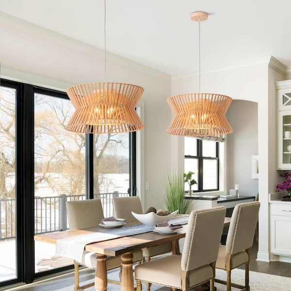 Highler 3-Light Wood Basket Chandelier