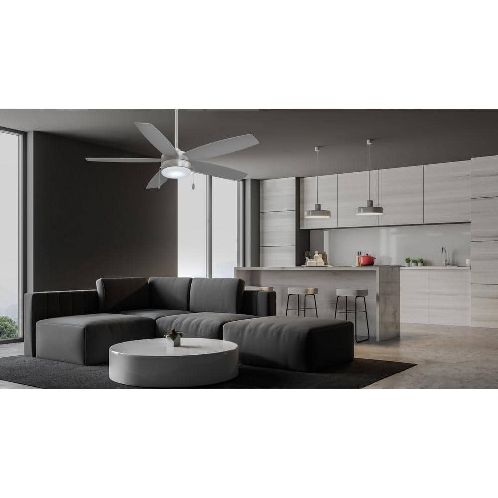 52'' Brushed Nickel Ceiling Fan with Silver Blades and LED Light