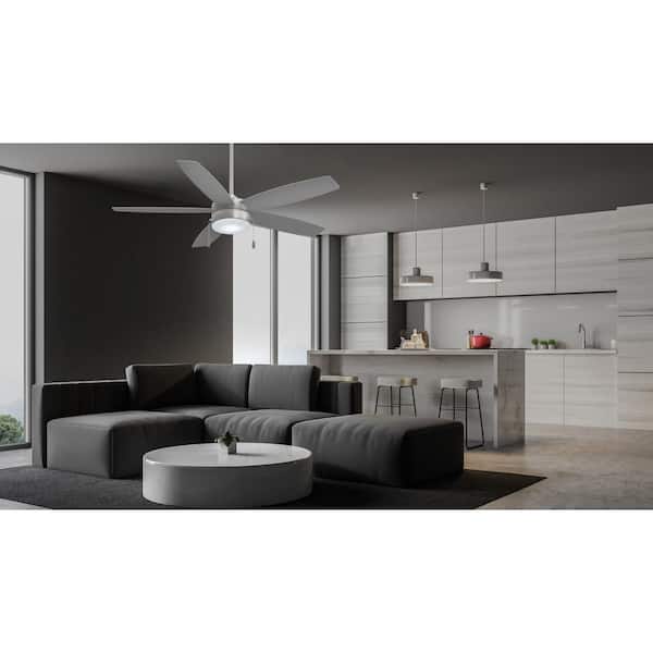 Airetor 52 in. Integrated LED Indoor Brushed Nickel Ceiling Fan with Light