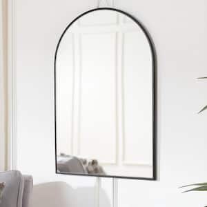 Medium Arched Black Classic Accent Mirror (35 in. H x 24 in. W)