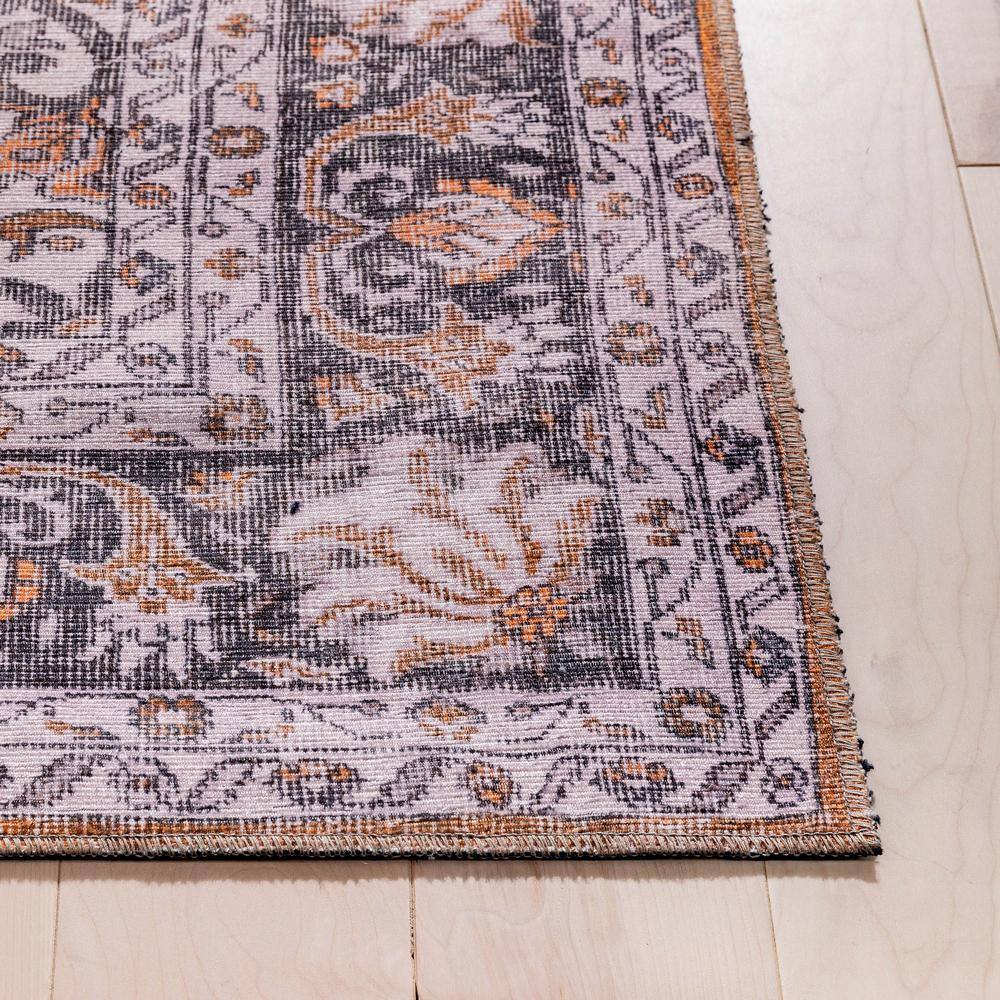Rust and Gray Medallion 5' x 7' Washable Area Rug