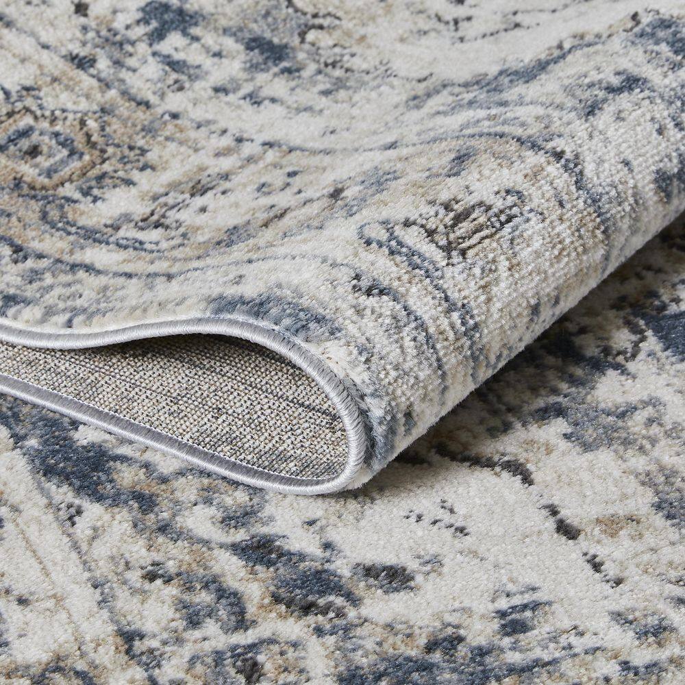 Kehleigh Blue Medallion Stain-Resistant Rectangular Area Rug