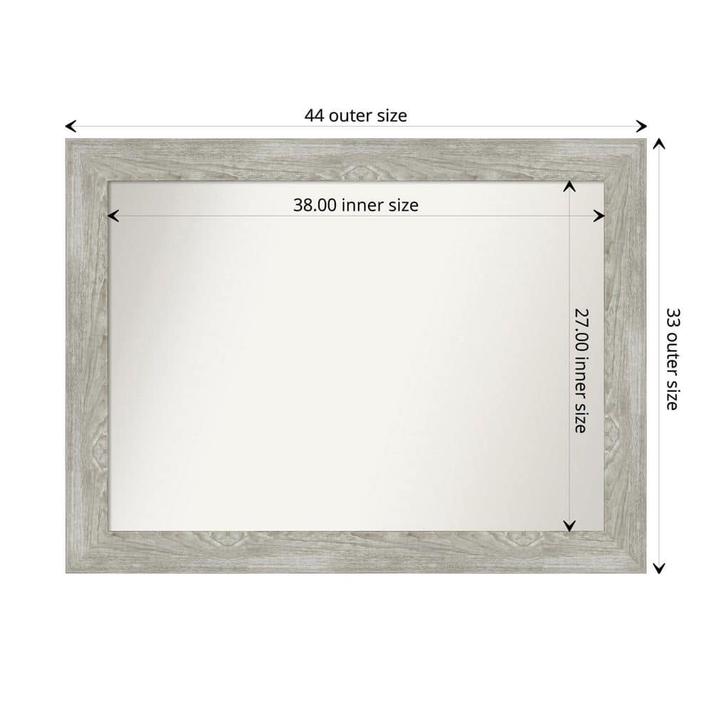 44" x 33" Dove Gray Wash Rectangular Wall Mirror