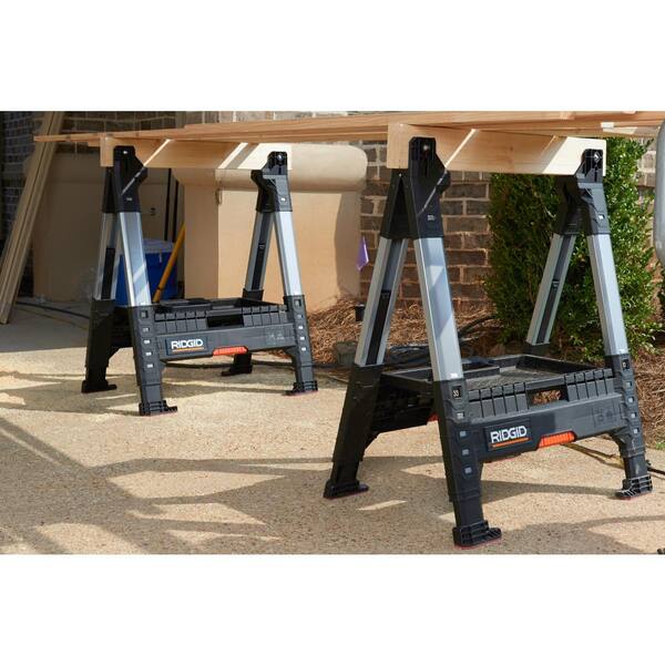 Ridgid 32 In Adjustable Folding Sawhorse 230710 The Home Depot