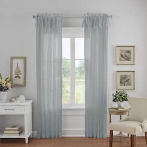 Soft Blue Solid Tab Top Sheer Curtain - 52 in. W x 95 in. L