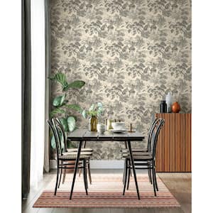 Natori Crane Cream and Charcoal Non-Pasted Non-Woven Wallpaper (Covers 56 Sq. Ft.)