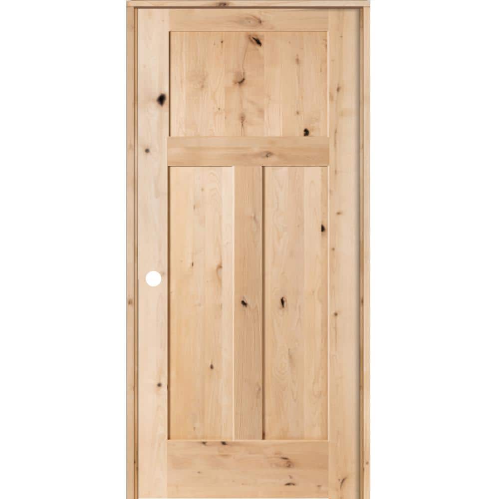 18 in. x 80 in. Craftsman Shaker Knotty Alder 3 Panel Solid Wood Core Right-Hand Single Prehung Interior Door price history on PriceWatchPro