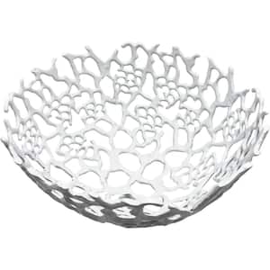 17 in. Decorative Metal Nest Bowl in White