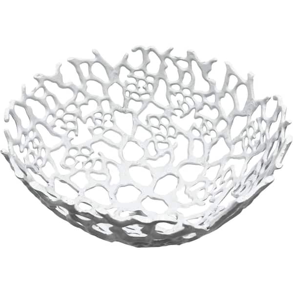 castellousa 17 in. Decorative Metal Nest Bowl in White