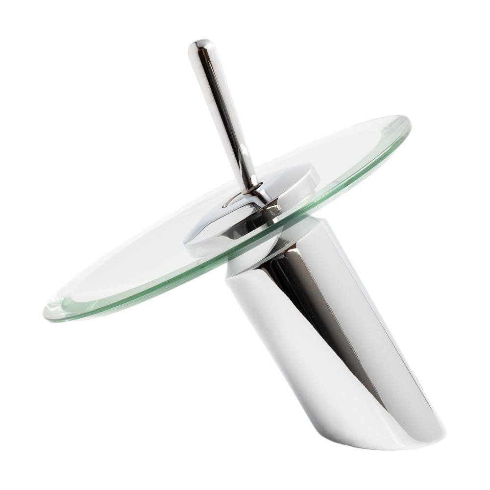 Chrome and Clear Glass Waterfall Bathroom Faucet