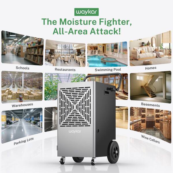 155 pt. 7500 sq. ft. Bucketless Commercial Industrial Dehumidifier in Black with Pump for Basements, Warehouses, Gyms