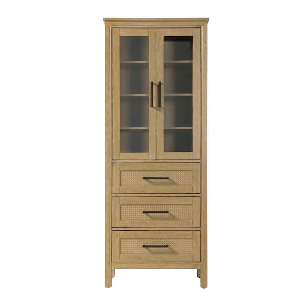 28 in. W x 18 in. D x 72 in. H Beige Freestanding Linen Cabinet