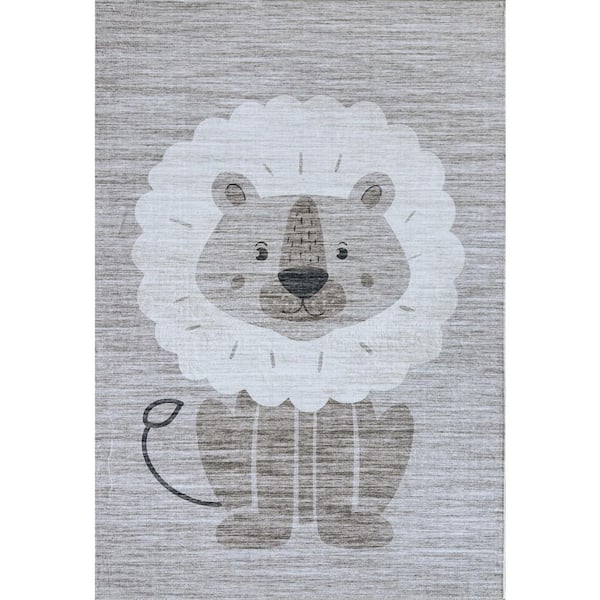 4 ft. x 6 ft. Beige and Gray Juvenile Animals Youthful Area Rug