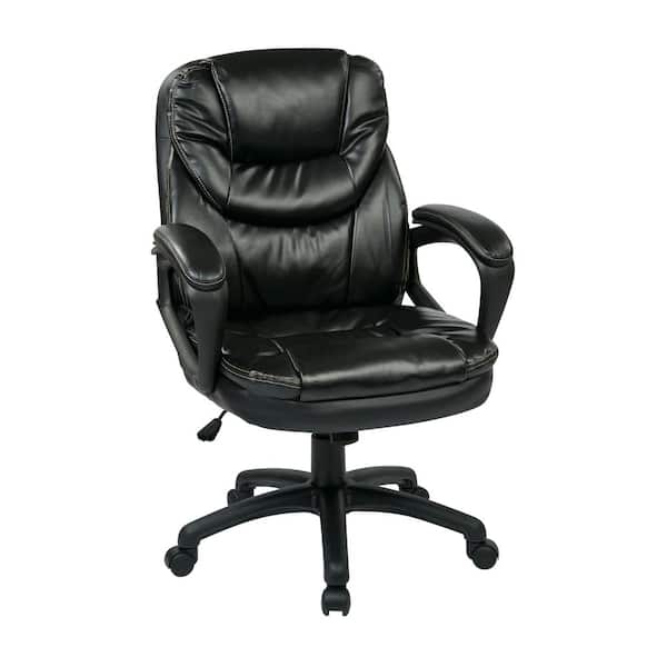 Work Smart Black Faux Leather Manager Office Chair