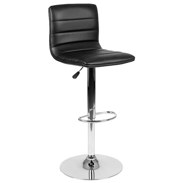 Flash Furniture Betsy 33 in. Black Vinyl/Chrome Frame Mid Metal Bar Stool with Vinyl Seat