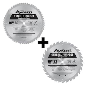 10 in. x 60-Tooth Fine Finish With Free 10 in. x 32-Tooth General Purpose Circular Saw Blade (2-Pack)