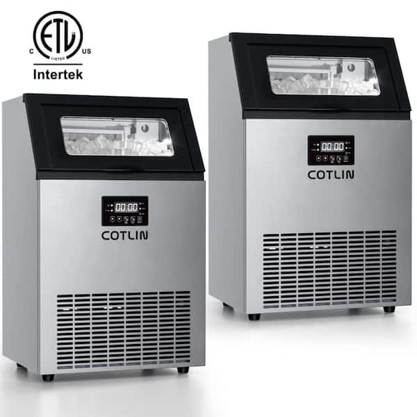 20 in.Production Per Day 150 lbs.Full Size Cubes Commercial Freestanding/Built-In Ice Maker in Stainless Steel(2-Piece)