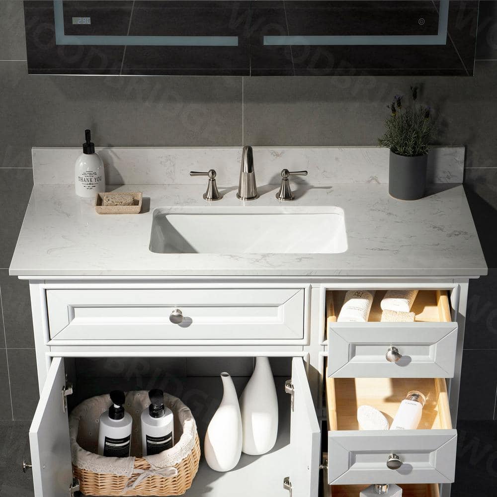 37" Carrara White Stone Vanity Top with Undermount Sink