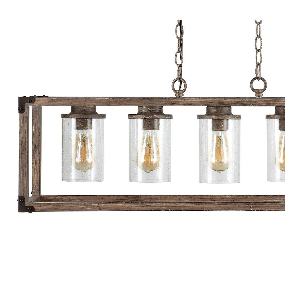 Zeniba 36" Rustic Farmhouse LED Pendant with Seeded Glass - Oil-rubbed Bronze
