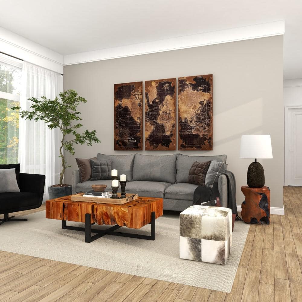 Rustic Teak Wood Live Edge Round Accent Table
