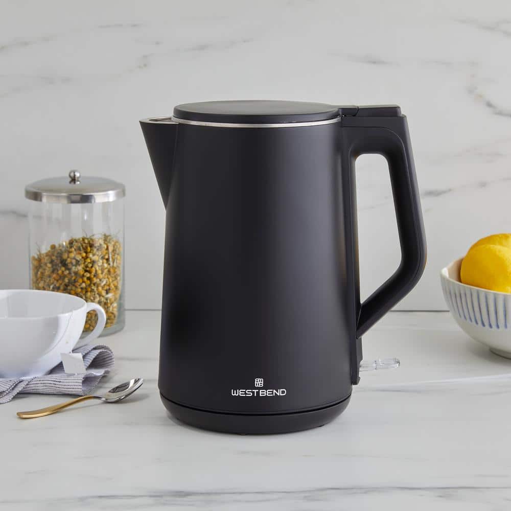 West Bend 1.5 Liter Black Stainless Steel Electric Kettle