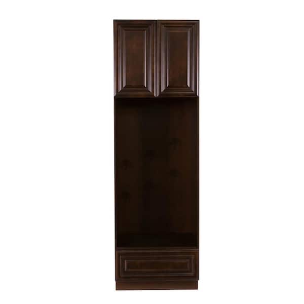 Edinburgh Espresso Plywood Raised Panel Stock Assembled Double Oven Kitchen Cabinet (30 in. W x 90 in. H x 24 in. D)