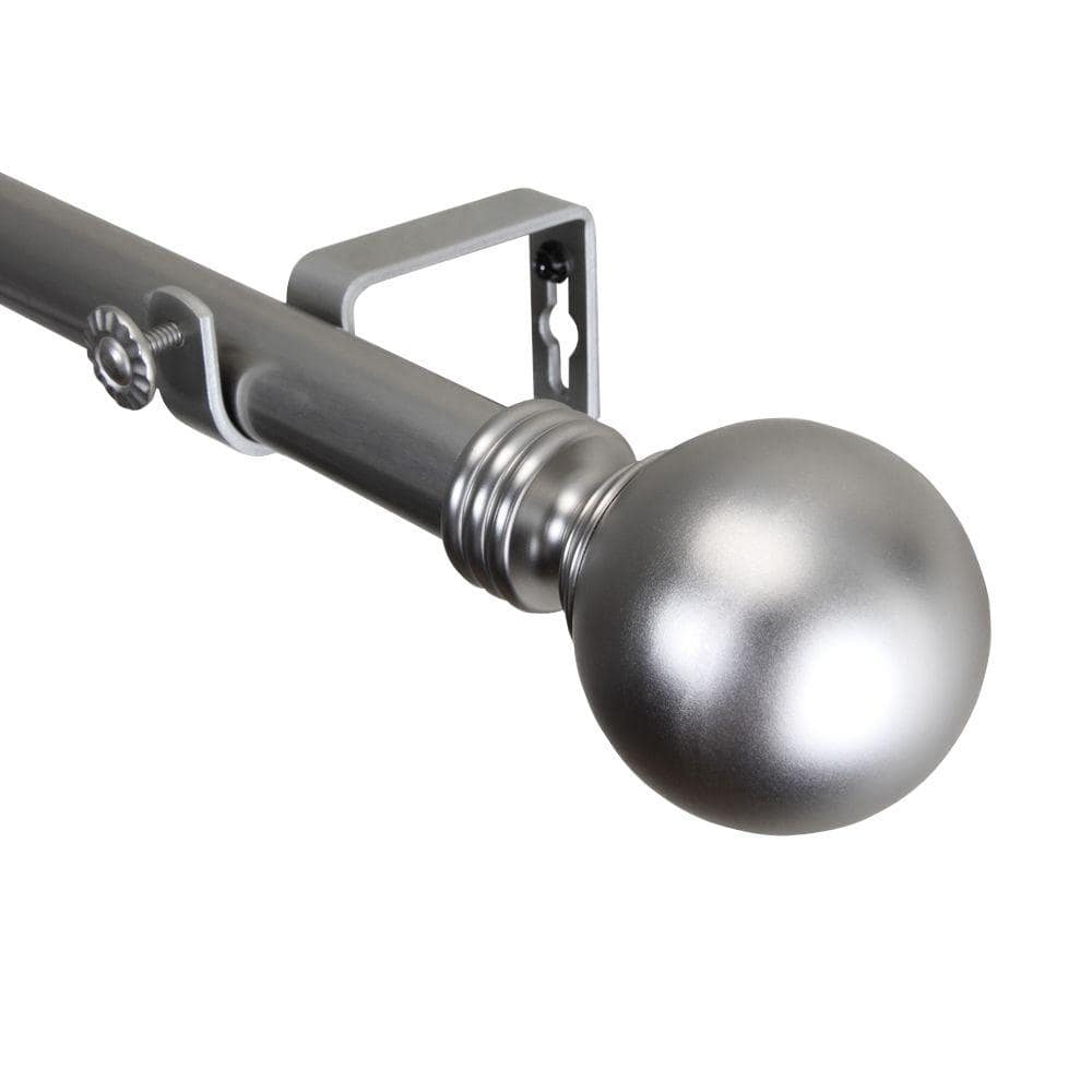 Rod Desyne 48 In 84 In Single Curtain Rod In Satin Nickel With Finial 100 01 485 The Home Depot