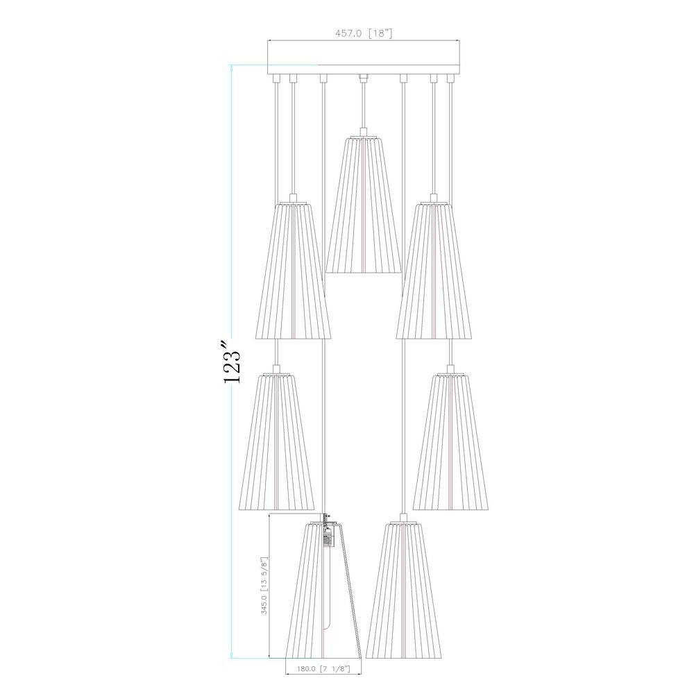 Matte Black 7-Light Chandelier with Frosted Glass Shades