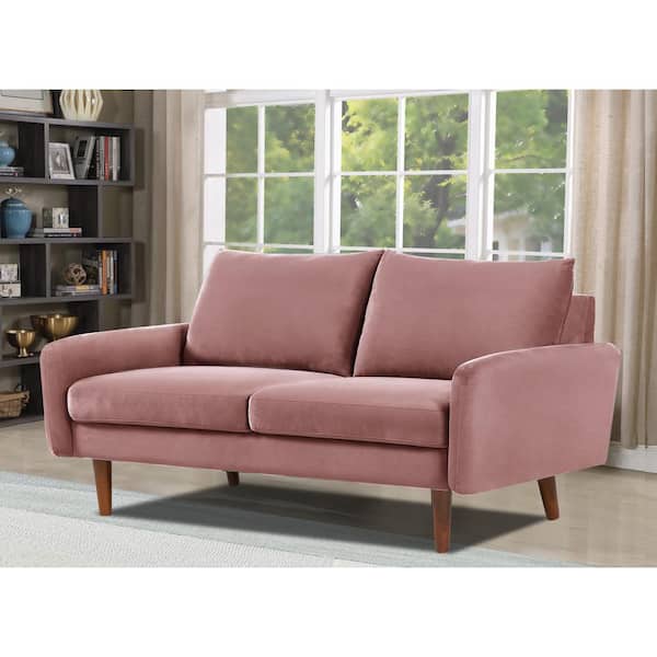 Valarie 58 in. Rose Velvet 2-Seater Loveseat with Tapered Legs