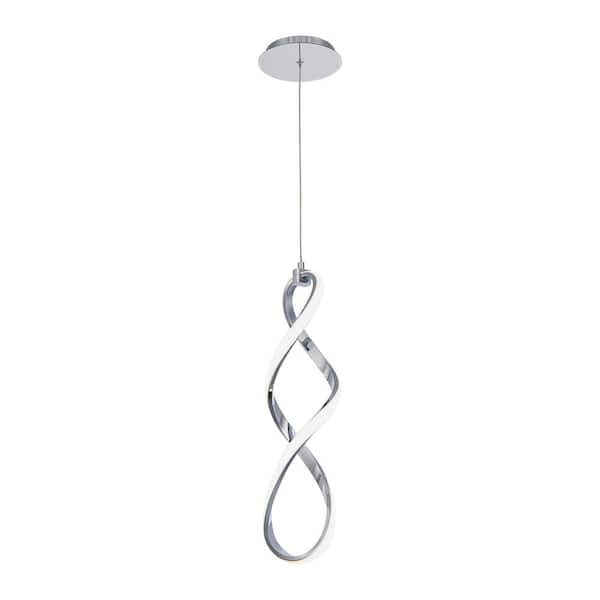 WAC Lighting Interlace 21-Watt Integrated LED Chrome Statement Pendant Glass Shade