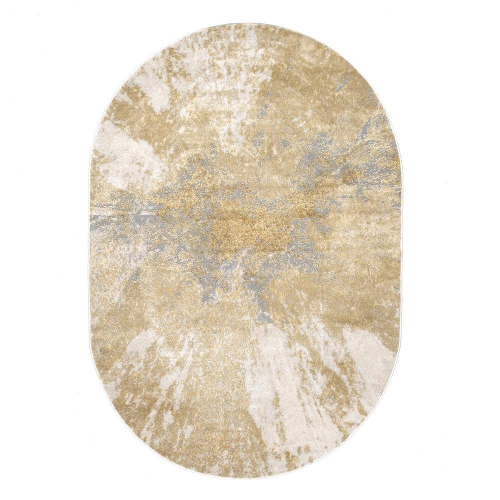 nuLOOM Contemporary Cyn Gold 6 ft. 7 in. x 9 ft. Oval Abstract Rug
