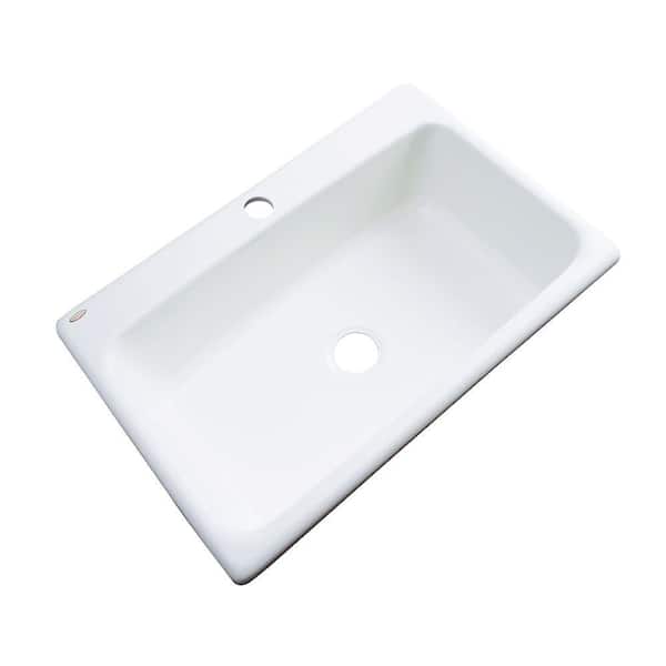 Thermocast Manhattan Drop-In Acrylic 33 in. 1-Hole Single Bowl Kitchen Sink in White