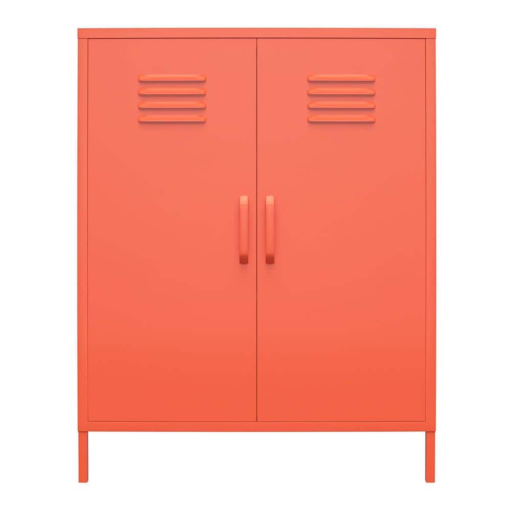Novogratz Orange Metal Locker Style Storage Cabinet with Adjustable Shelves