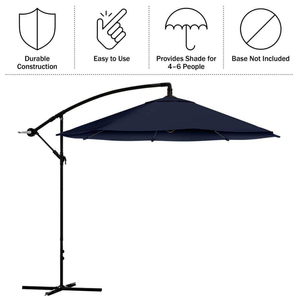 Navy Blue 10-Foot Offset Cantilever Patio Umbrella with Aluminum Pole