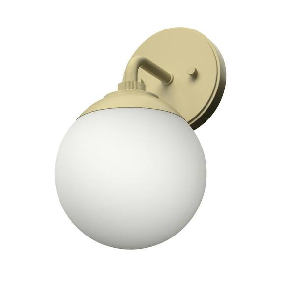 Hunter Hepburn 7 in. Modern Gold Brass Sconce with Frosted Glass Shade Bathroom Light
